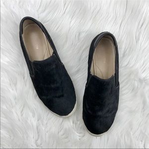 Black Cow Hair Slip-ons
